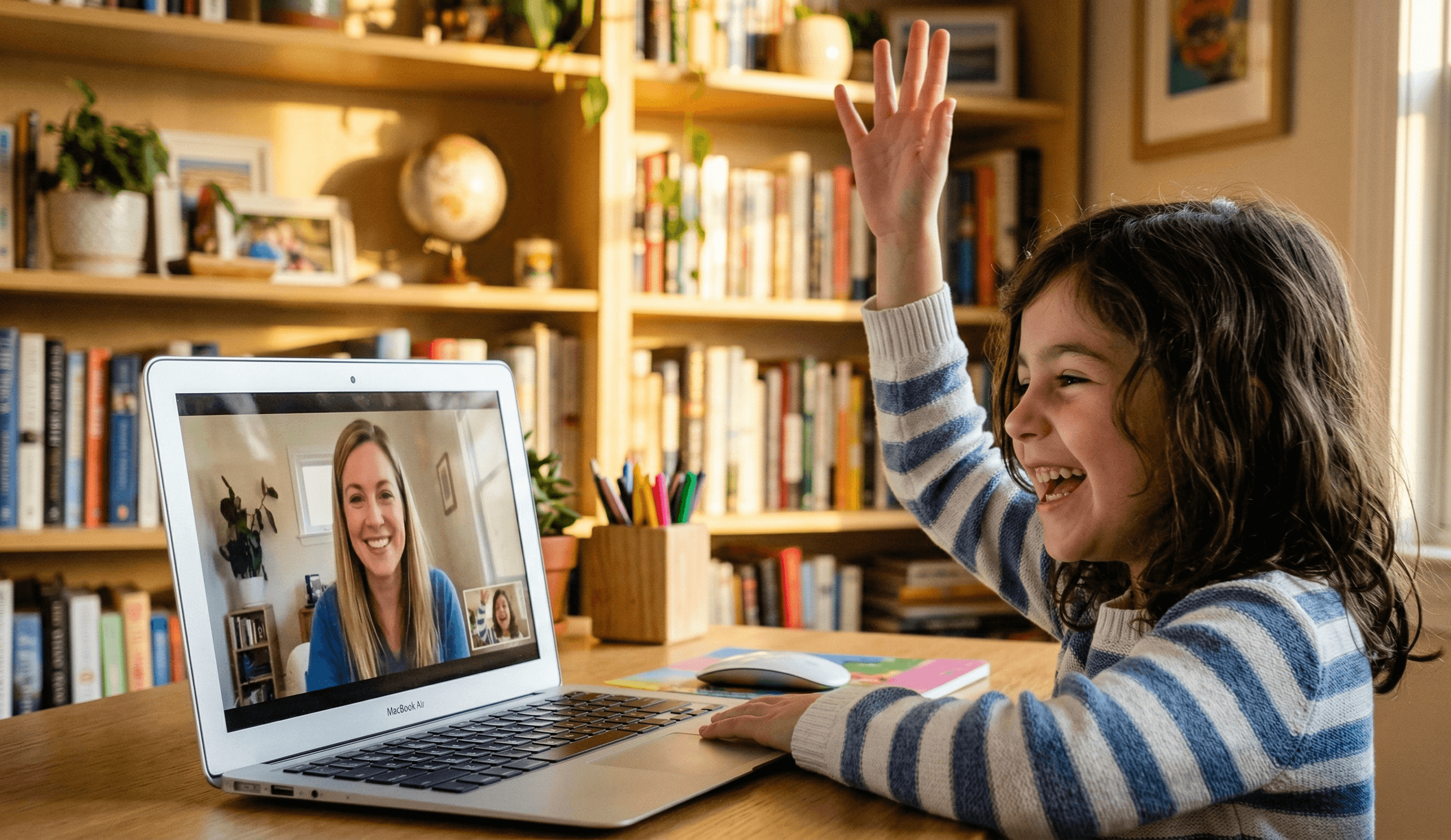 A child learning Spanish in a one-on-one online lesson